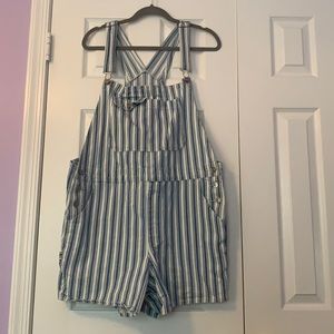 Stripped American Eagle Short Overalls